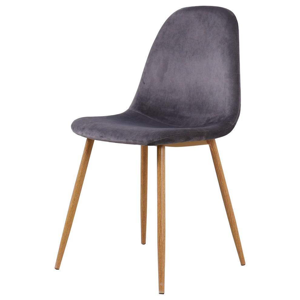 Best Master Mid-Century Velvet Upholstered Dining Side Chair in Gray (Set of 4). Picture 1