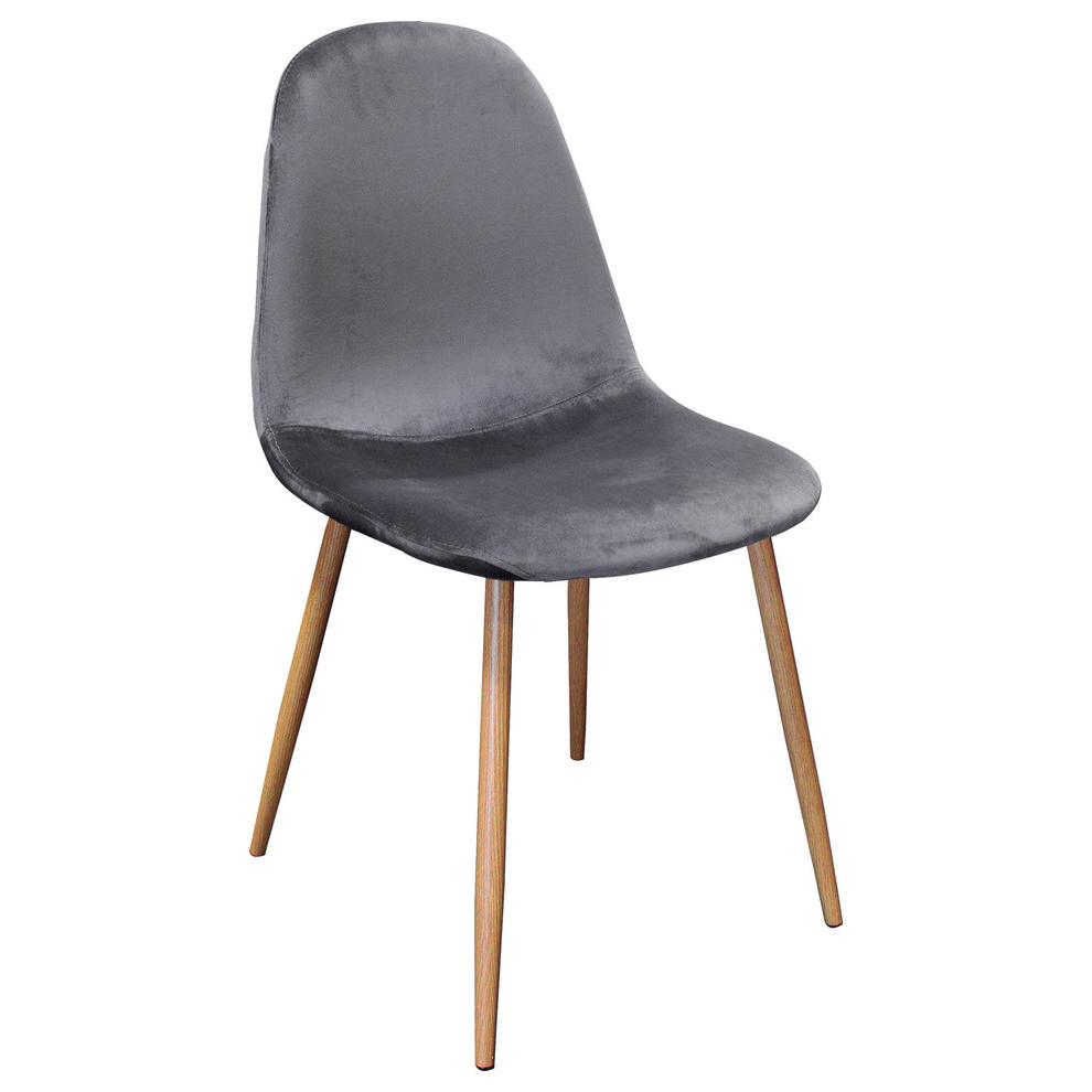Best Master Mid-Century Velvet Upholstered Dining Side Chair in Gray (Set of 4). Picture 3