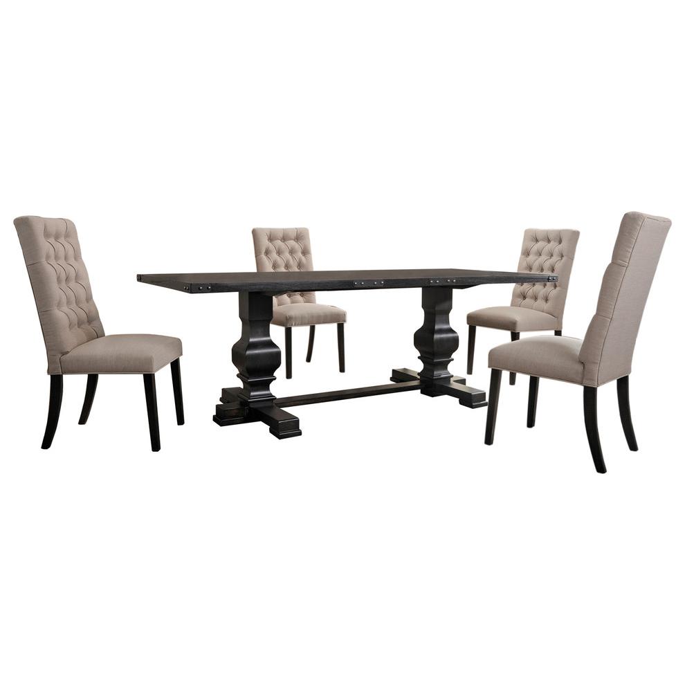 Best Master Michelle 5-Piece Solid Wood Rectangular Dining Set in Rustic Black. Picture 1