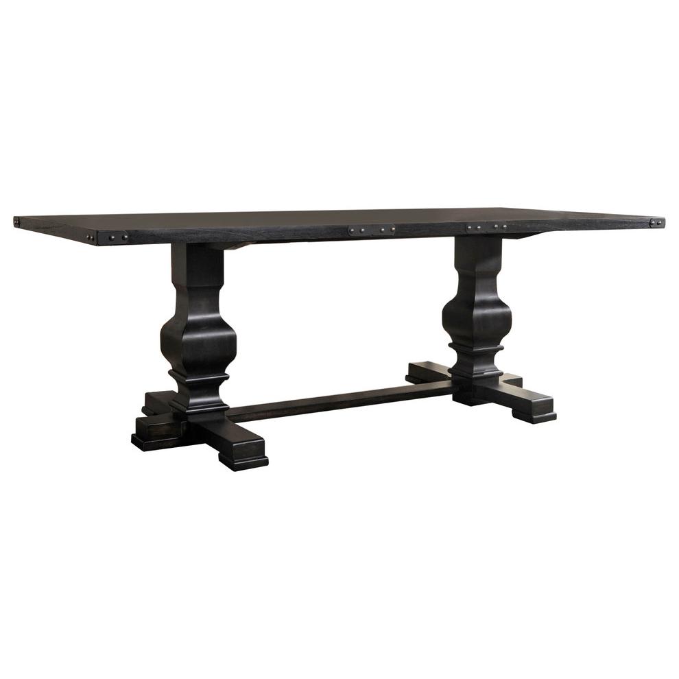 Best Master Michelle Solid Wood Rectangular Dining Table in Rustic Black. Picture 1