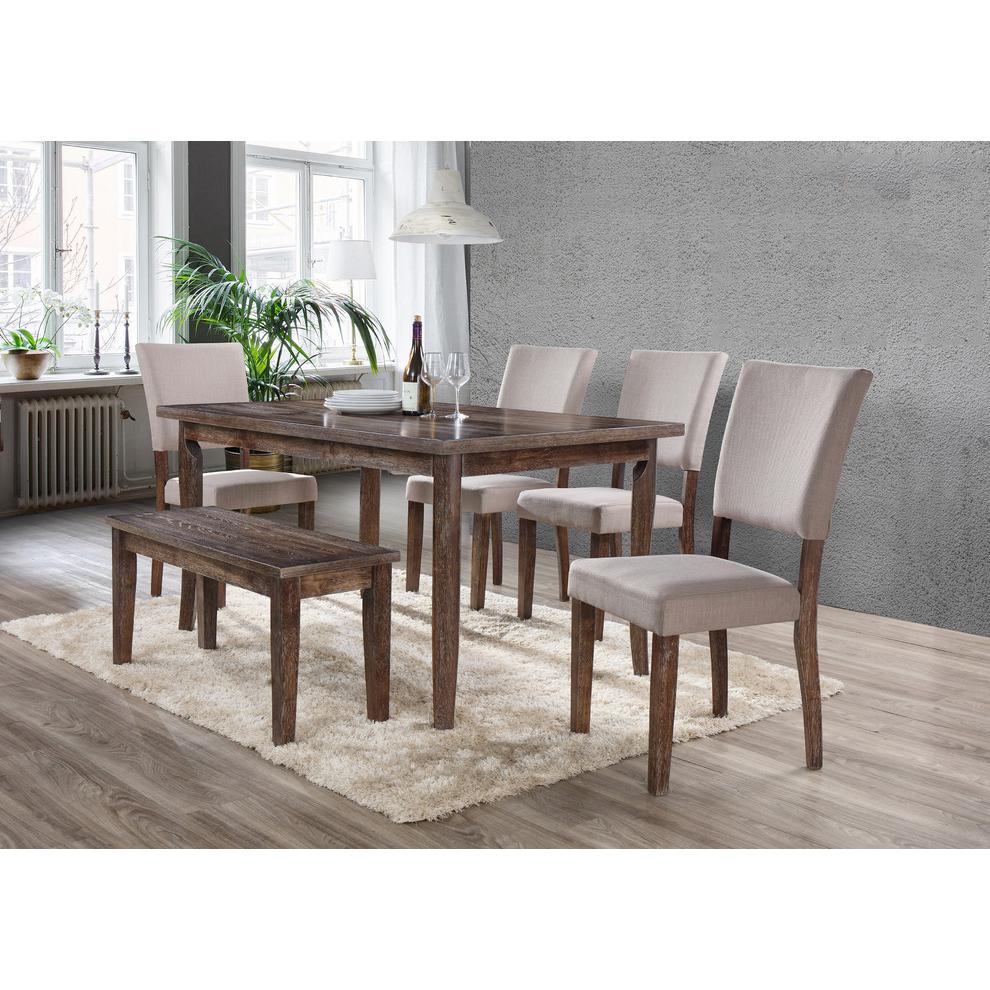 Best Master Transitional 6-Pc Solid Wood Dining Room Set in Antique Natural Oak. Picture 2