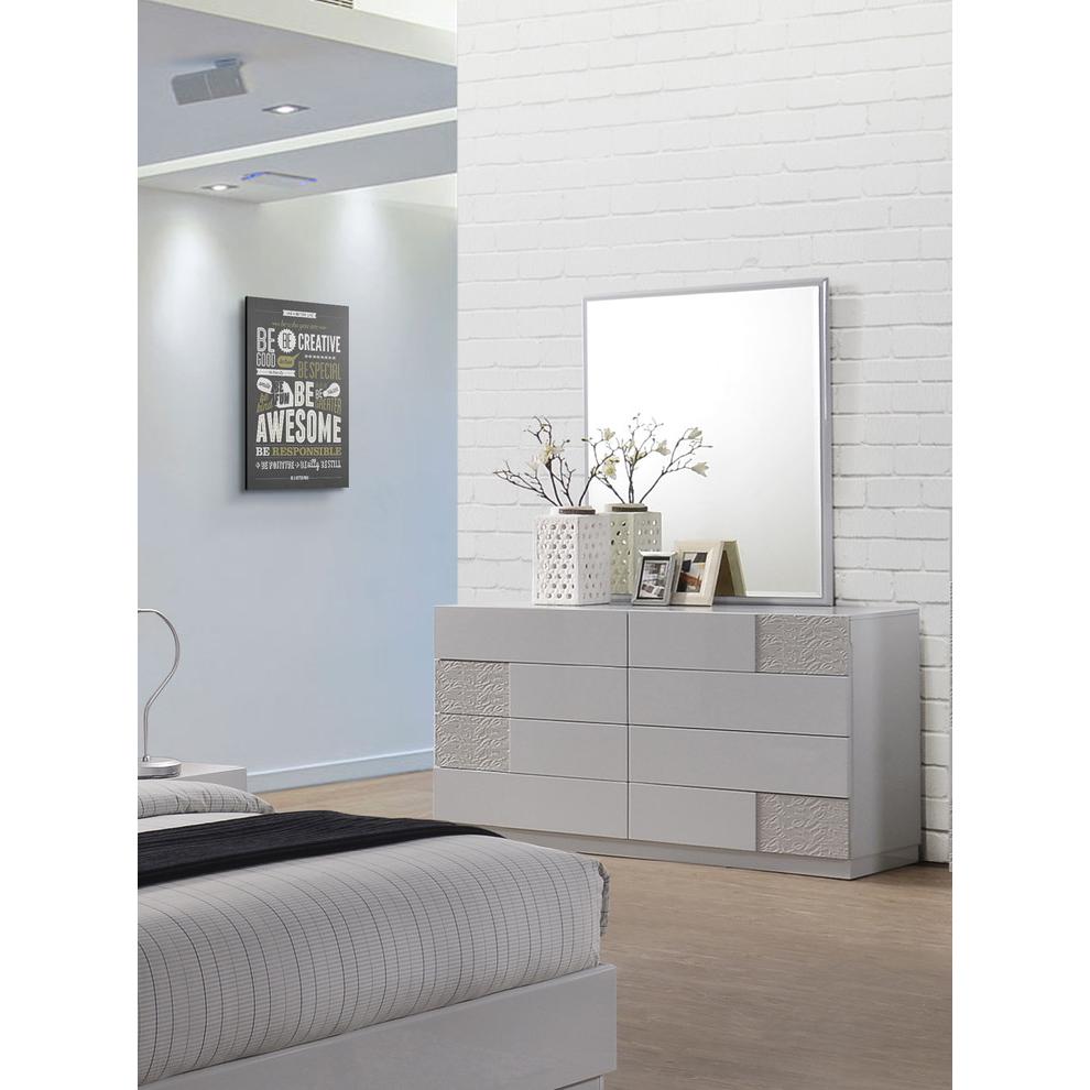 Best Master Naple 2-Piece Poplar Wood Dresser and Mirror Set in Gray/Silver Line. Picture 3