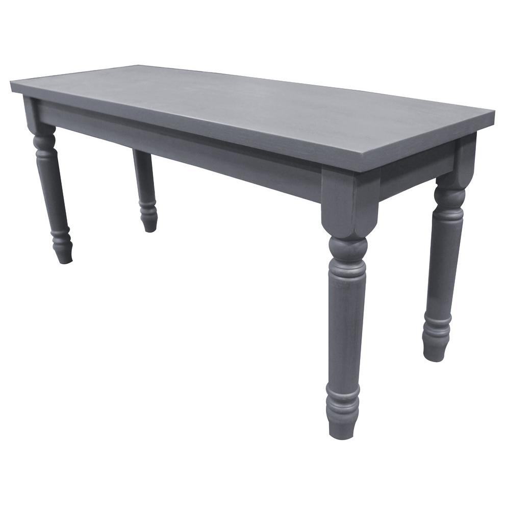 Best Master Luxembourg Solid Wood Dining Bench in Rustic Gray. Picture 1