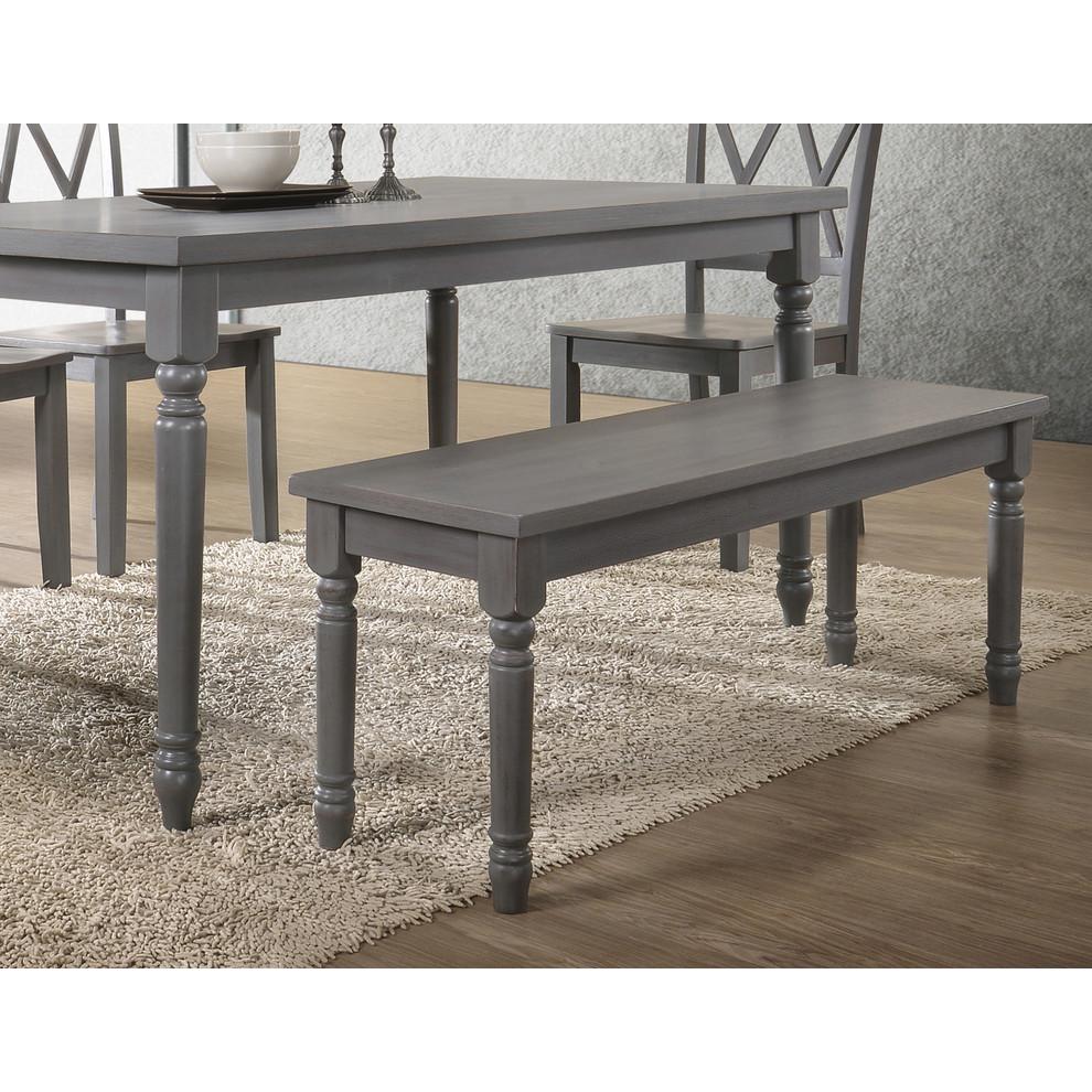 Best Master Luxembourg Solid Wood Dining Bench in Rustic Gray. Picture 4