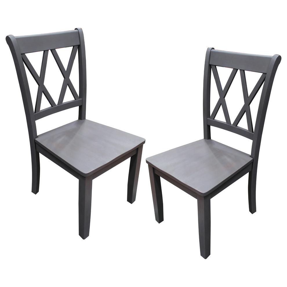 Best Master Luxembourg Solid Wood Dining Side Chair in Rustic Gray (Set of 2). Picture 1