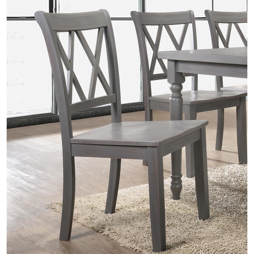 Best Master Luxembourg Solid Wood Dining Side Chair in Rustic Gray (Set of 2). Picture 4