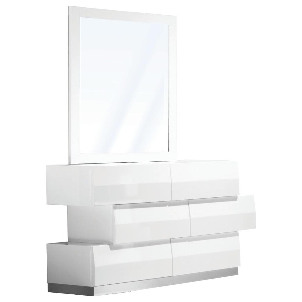 Best Master Spain 2-Piece Poplar Wood Dresser and Mirror Set - White/Silver Base. Picture 1