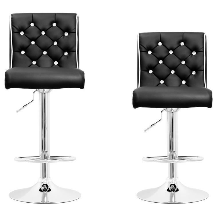 Best Master Swivel Bar Stool With Crystal and Tufted Look in Black (Set of 2). Picture 1