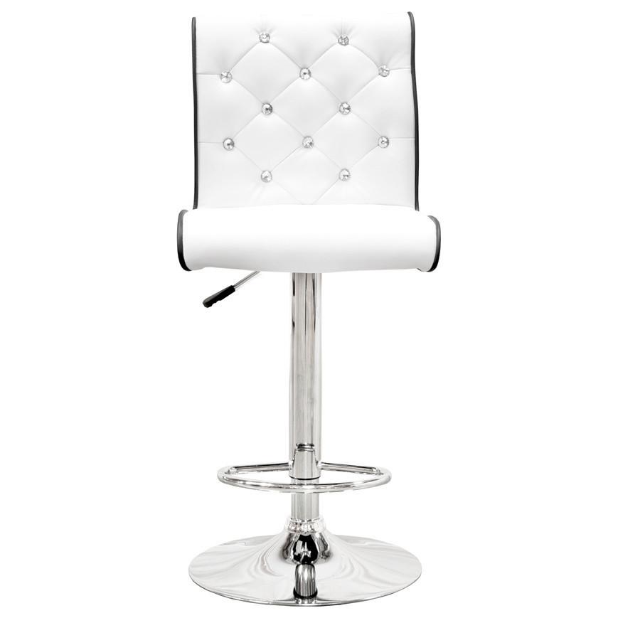Best Master Swivel Bar Stool with Crystal and Tufted Look in White (Set of 2). Picture 2