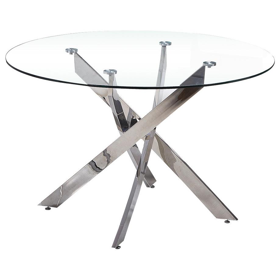 Best Master Alison Modern Round Glass Dining Table in Chrome. Picture 1