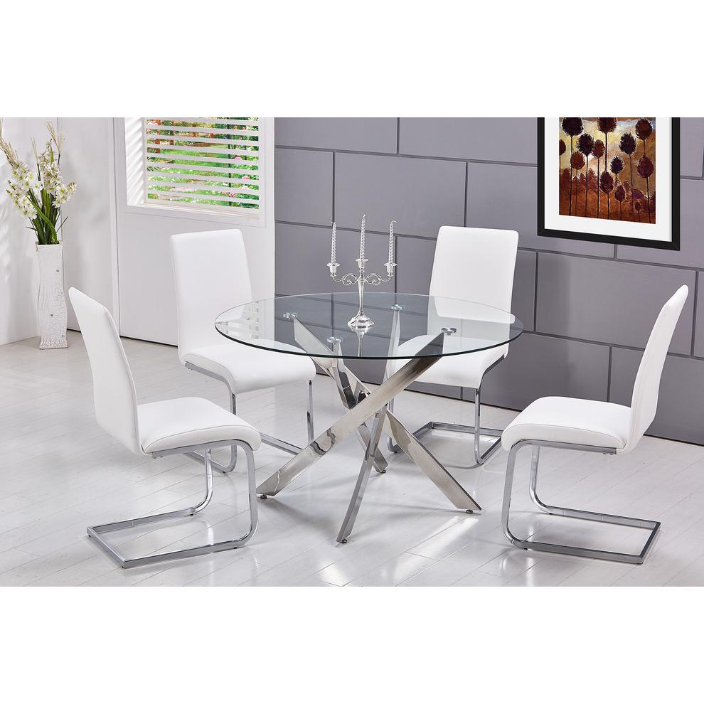 Best Master Alison Modern Round Glass Dining Table in Chrome. Picture 2