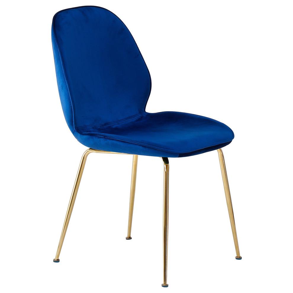 Best Master Mid-Century Velvet Upholstered Dining Side Chair in Blue (Set of 2). Picture 1