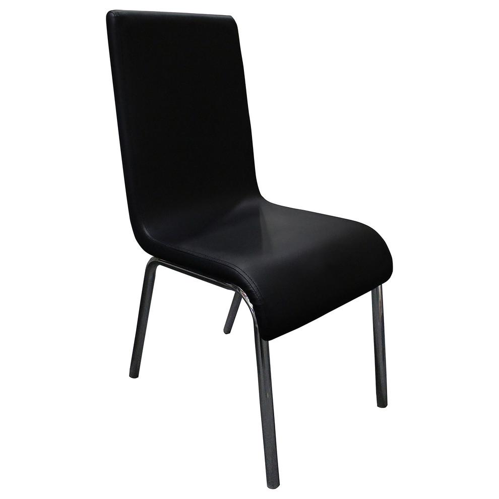 Best Master Bailee Modern Faux Leather Dining Side Chair in Black (Set of 4). Picture 1