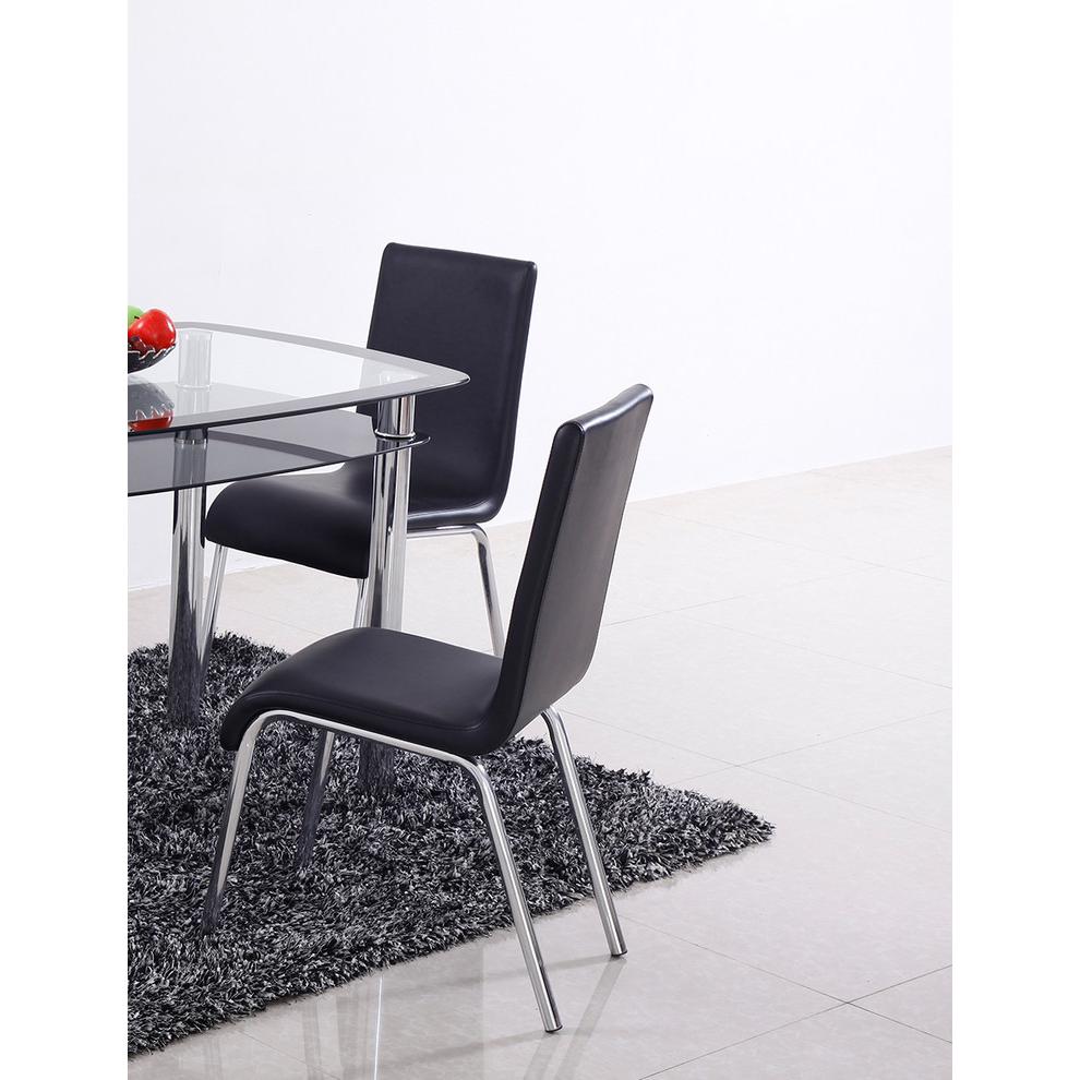 Best Master Bailee Modern Faux Leather Dining Side Chair in Black (Set of 4). Picture 3