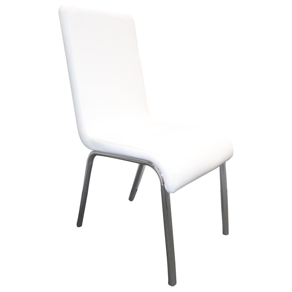 Best Master Bailee Modern Faux Leather Dining Side Chair in White (Set of 4). Picture 1