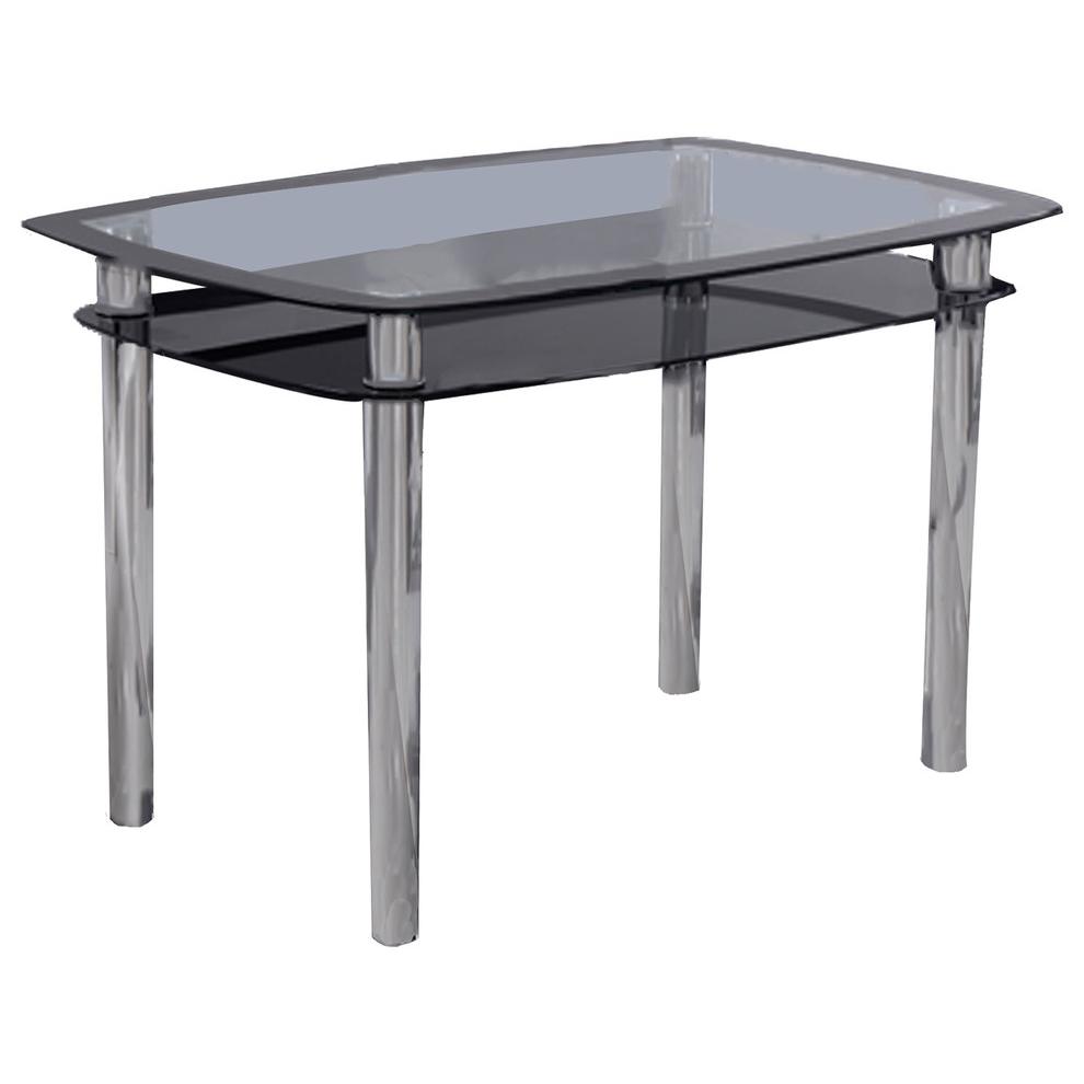 Best Master Bailee Contemporary Glass & Stainless Steel Dining Table in Chrome. Picture 1
