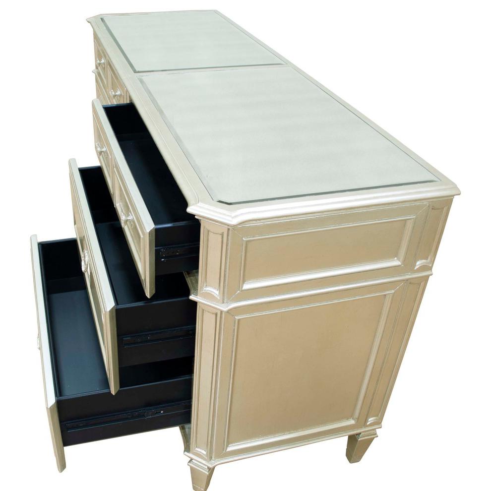 Best Master Palais 6-Drawer Bedroom Dresser w/Beveled Glass in Bronze Champagne. Picture 2