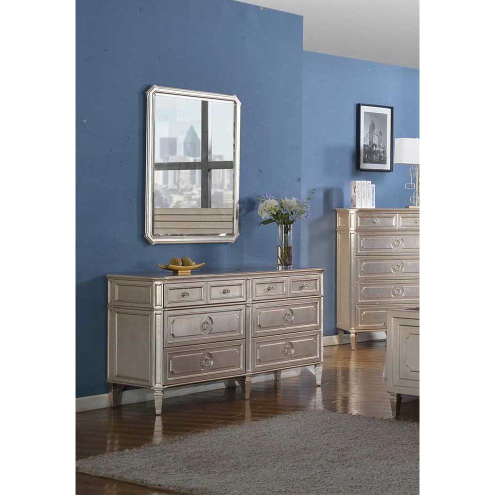 Best Master Palais 6-Drawer Bedroom Dresser w/Beveled Glass in Bronze Champagne. Picture 4