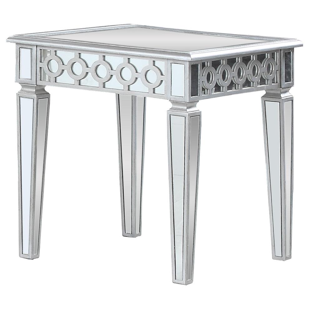 Best Master Furniture Sophie Solid Wood End Table in Silver Mirrored. Picture 1