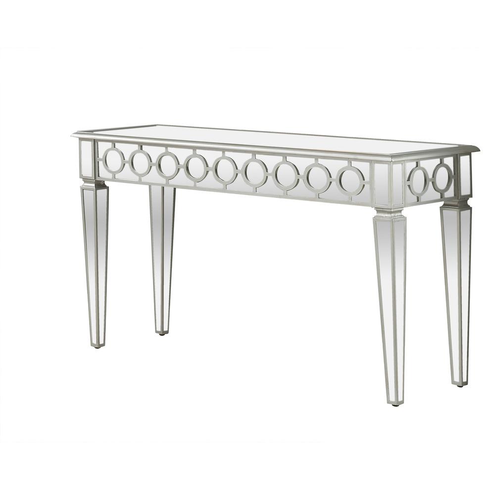 Best Master Sophie Solid Wood Console Table in Silver Mirrored. Picture 1