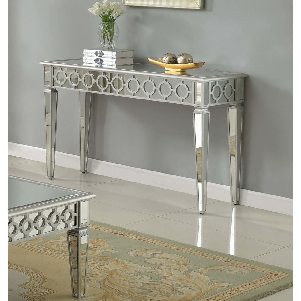 Best Master Sophie Solid Wood Console Table in Silver Mirrored. Picture 2
