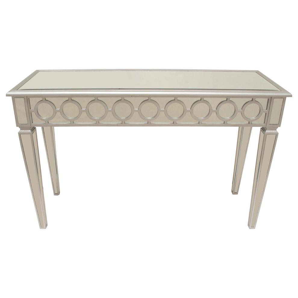 Best Master Sophie Solid Wood Console Table in Silver Mirrored. Picture 3