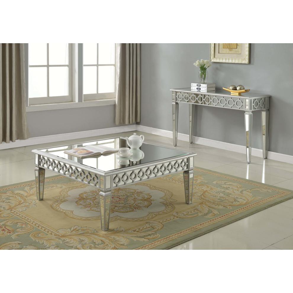 Best Master Sophie Solid Wood Console Table in Silver Mirrored. Picture 4