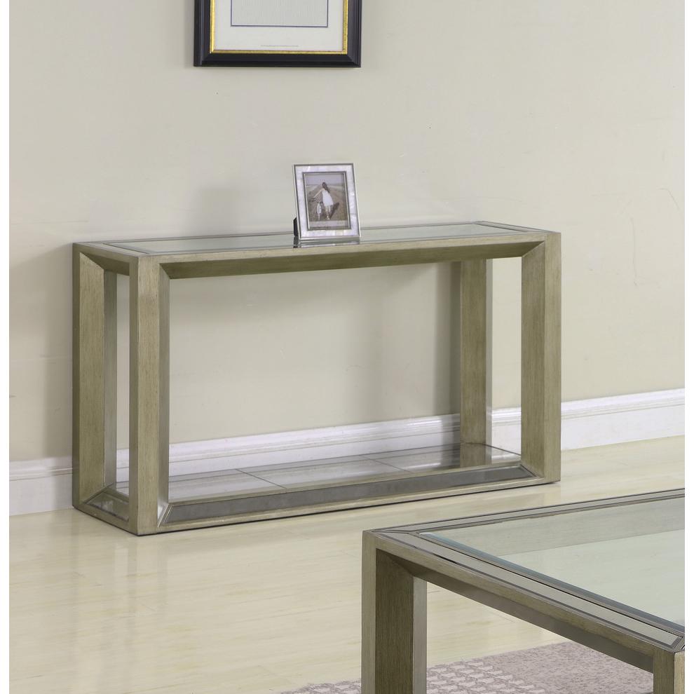 Best Master Pascual Solid Wood Console Table in Dull Gold With Antique Mirrored. Picture 2