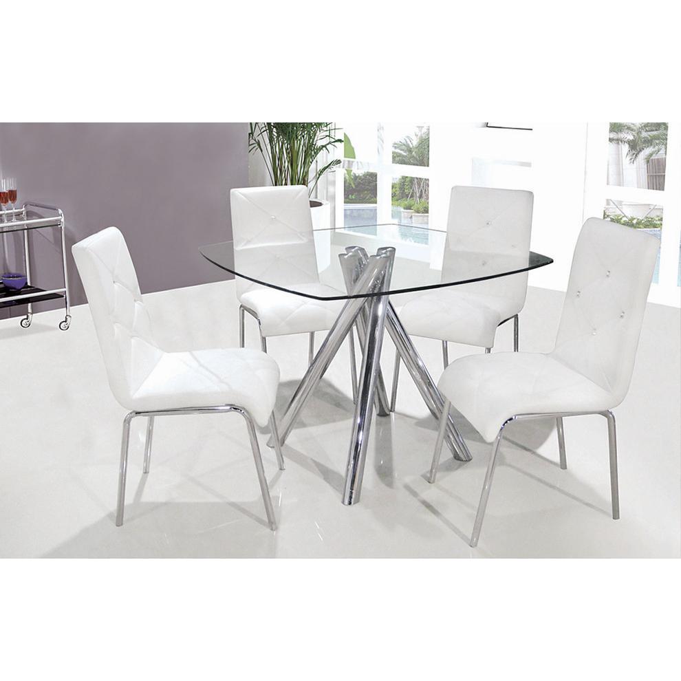 Flux Faux Leather and Chrome Modern Side Chairs- Set of 4. Picture 3