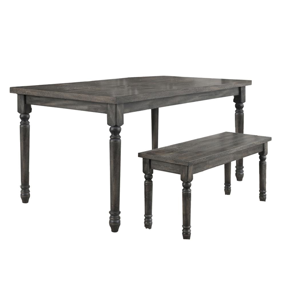 Best Master Demi 2-Piece Birch Wood Dining Set in Smoked Grey. Picture 1