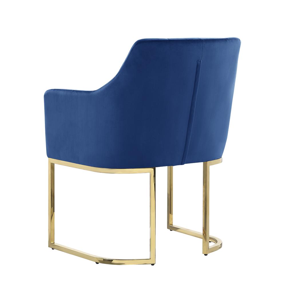Lana Blue Tufted Velvet Arm Chair in Gold. Picture 2