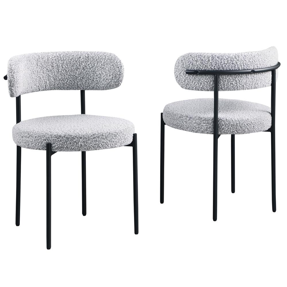 Drexel Boucle Fabric Gray Dining Chairs (Set of 2). Picture 1
