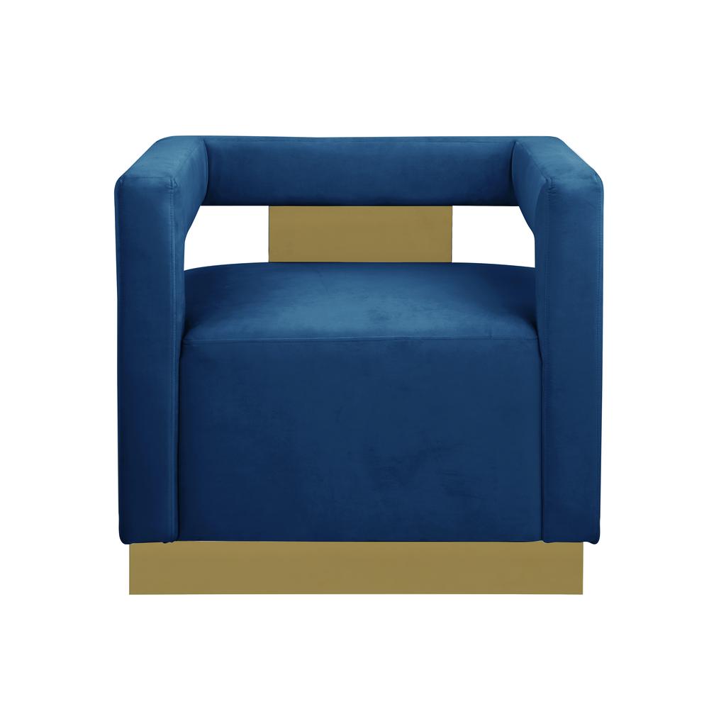 Connor Velvet Upholstered Accent Chair in Blue. Picture 3
