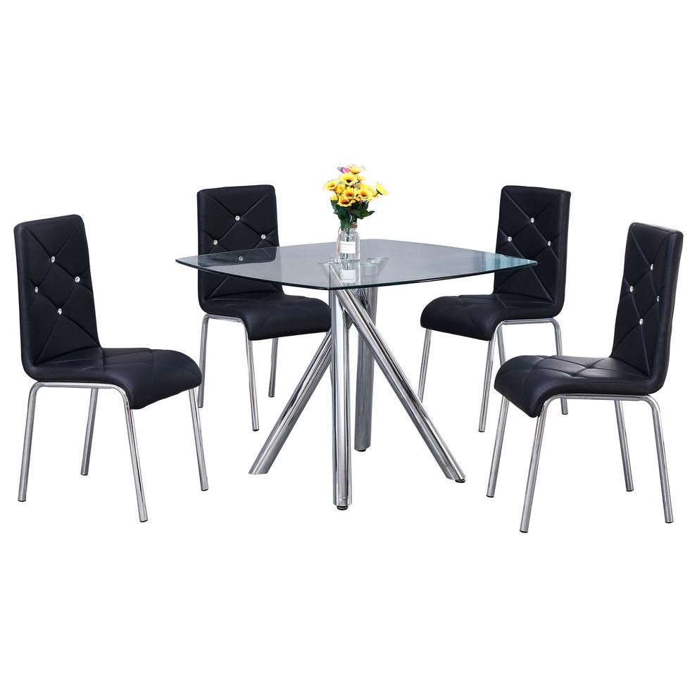 Best Master Contemporary 5-Piece Dinette Set With Faux Leather Chair in Black. Picture 1