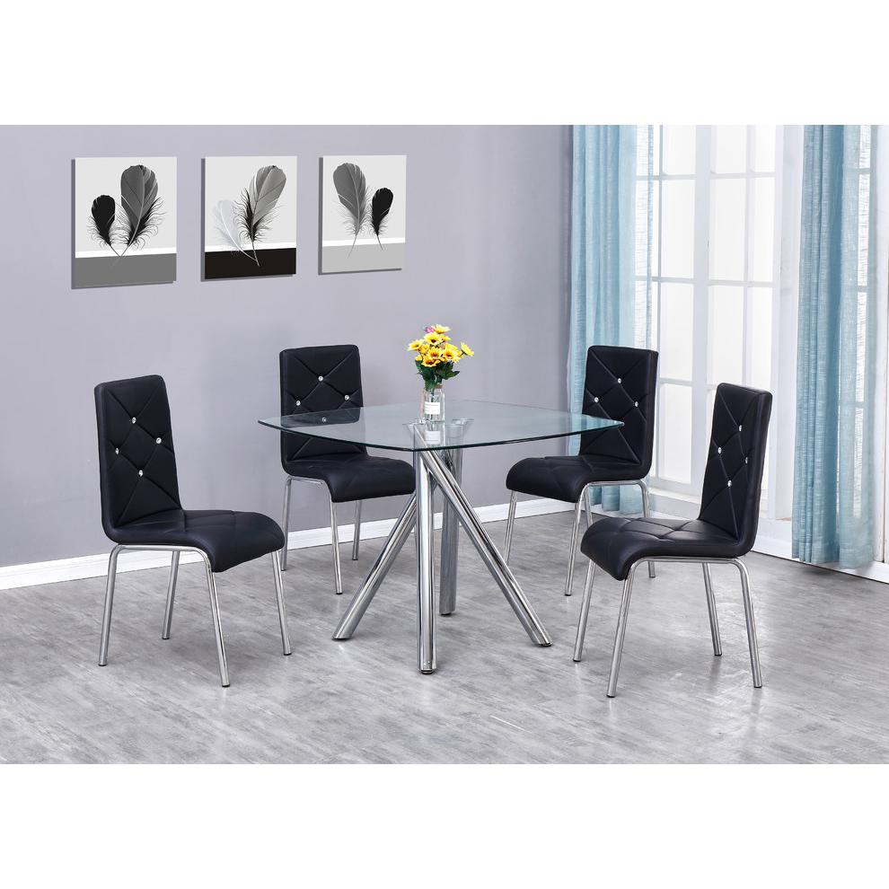 Best Master Contemporary 5-Piece Dinette Set With Faux Leather Chair in Black. Picture 2