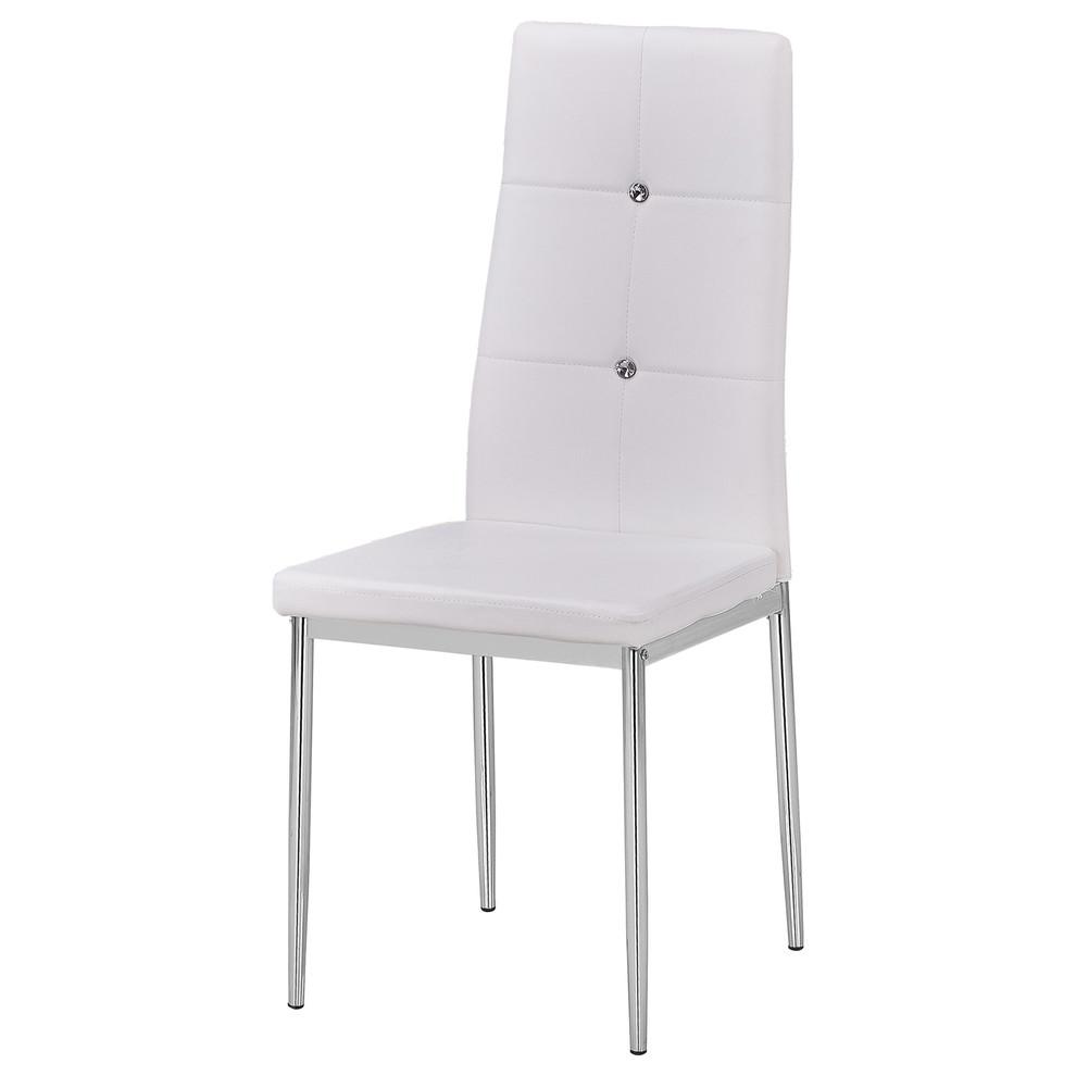 Best Master Trina Bi Cast Leather Dining Side Chair in White (Set of 2). Picture 1