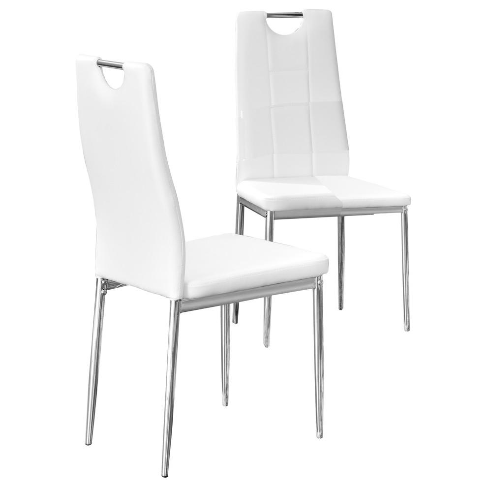 Best Master Beverly Faux Leather Upholstered Side Chair - White (Set of 2). Picture 1