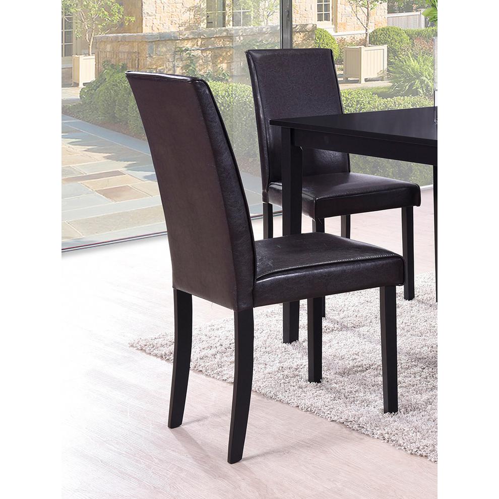 Best Master Megan Contemporary Faux Leather Dining Side Chair - Brown (Set of 2). Picture 3