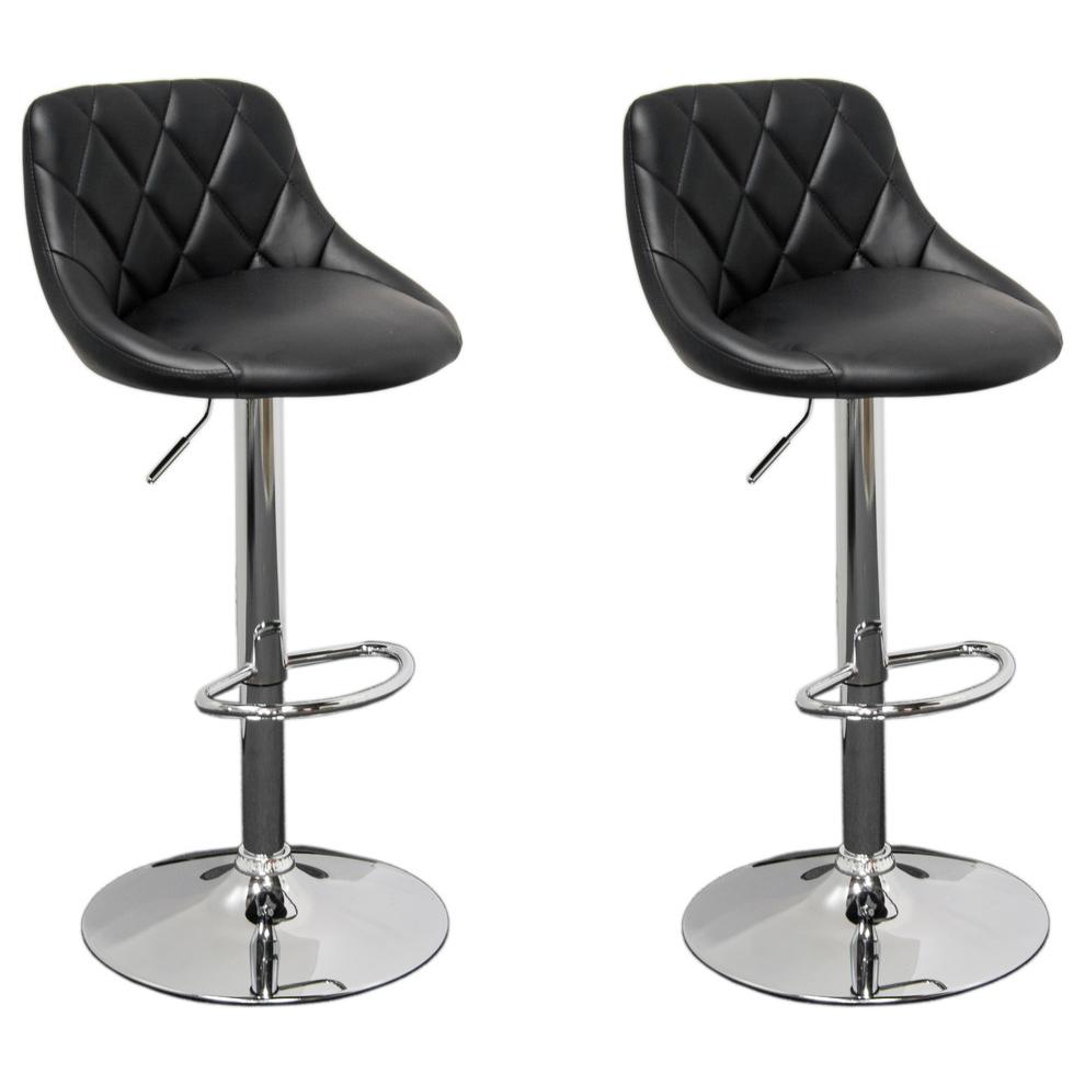 Best Master Claire Faux Leather Adjustable Swivel Bar Stool in Black (Set of 2). Picture 1