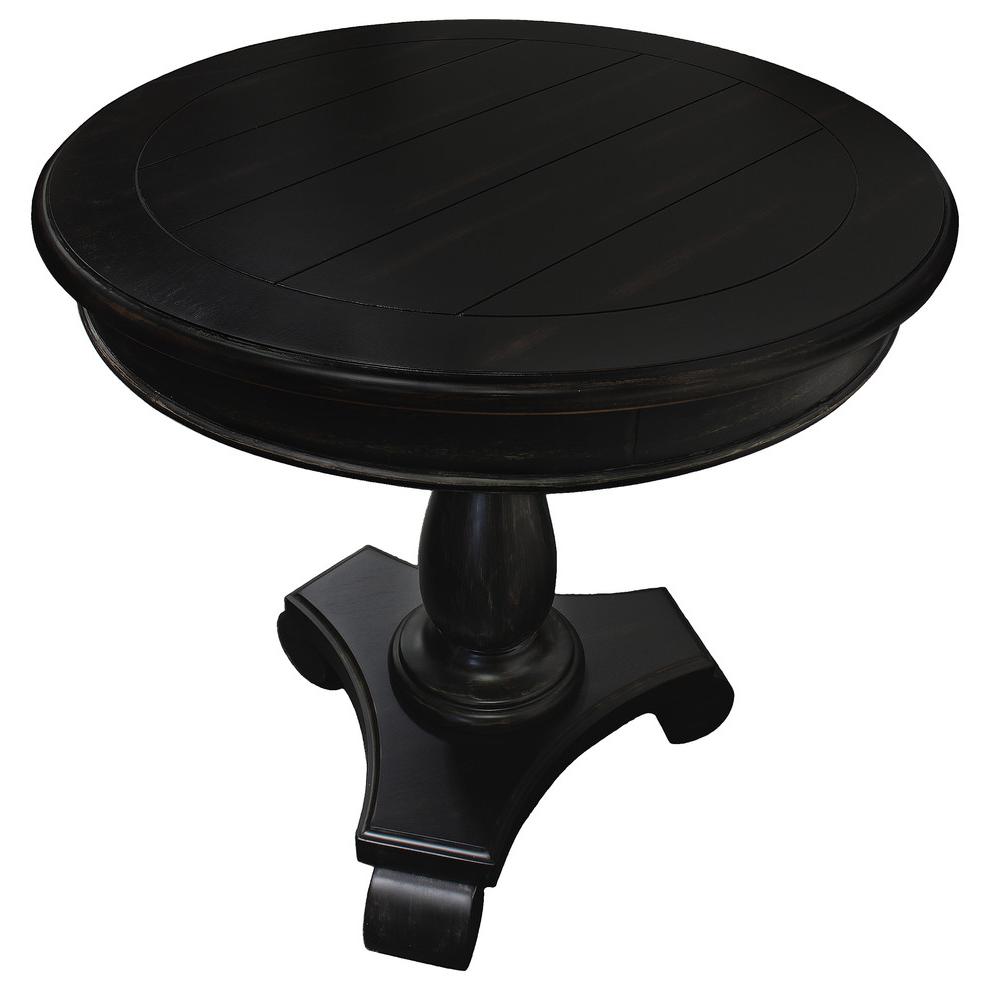 Best Master Furniture Engineered Wood Round End Table in Antique Black. Picture 1