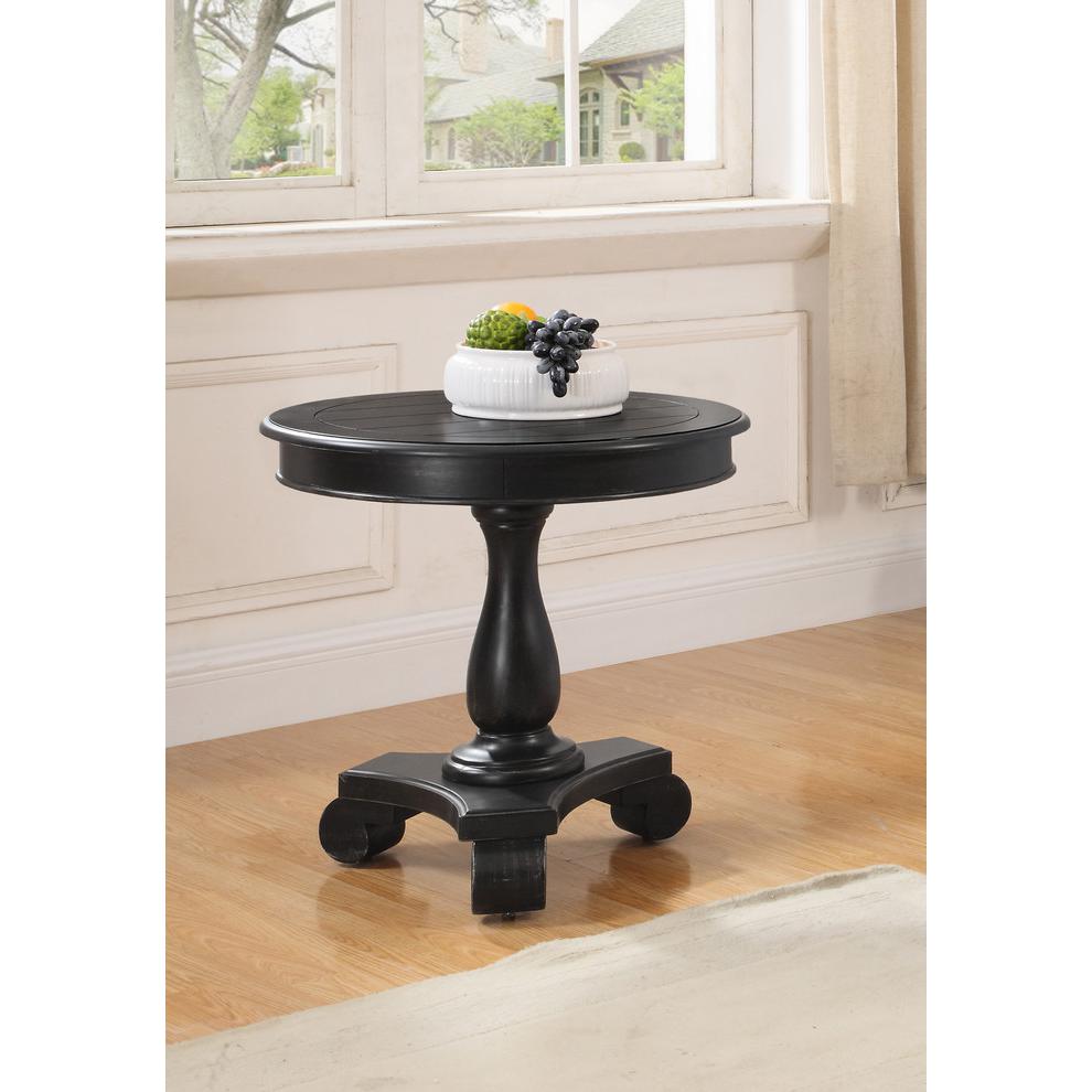 Best Master Furniture Engineered Wood Round End Table in Antique Black. Picture 2