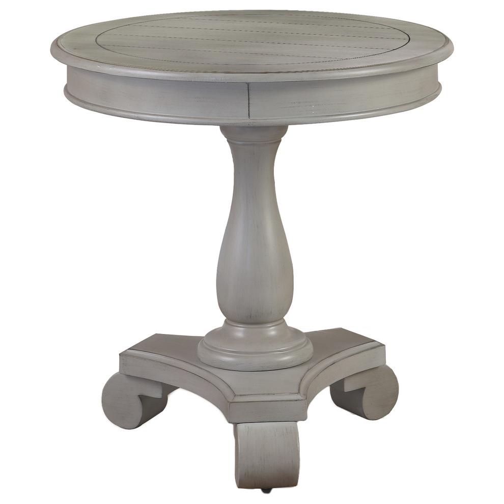 Best Master Furniture Engineered Wood Round End Table in Antique Gray. Picture 1