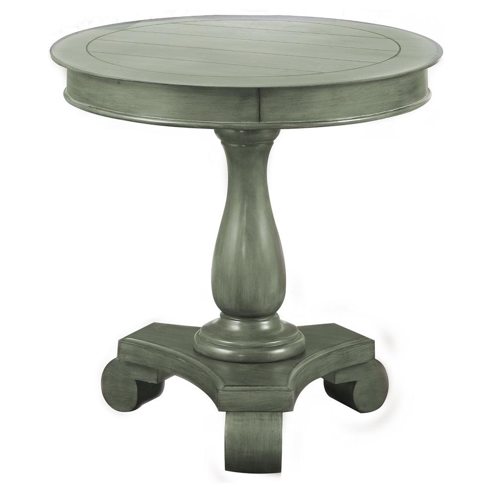 Best Master Furniture Engineered Wood Round End Table in Antique Teal. Picture 1