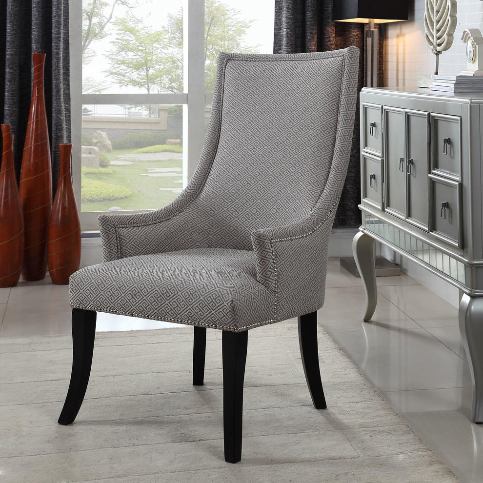 Best Master Republic Polyester Fabric Upholstered Acent Chair - Taupe/Light Gray. Picture 3