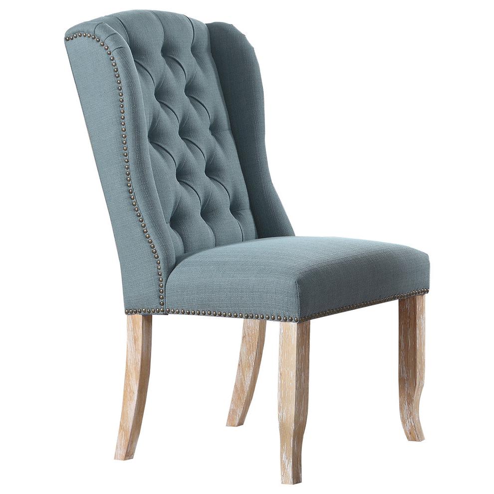 Best Master Huntington Tufted Back Fabric Dining Side Chair- Sea Blue (Set of 2). Picture 1