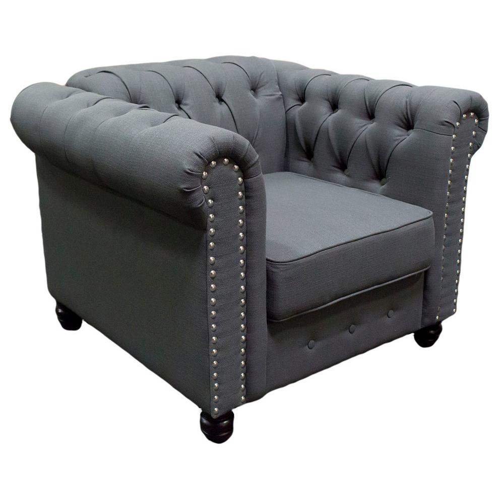 Best Master Venice Fabric Upholstered Living Arm Chair in Charcoal. Picture 1