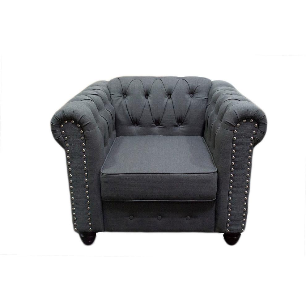 Best Master Venice Fabric Upholstered Living Arm Chair in Charcoal. Picture 2