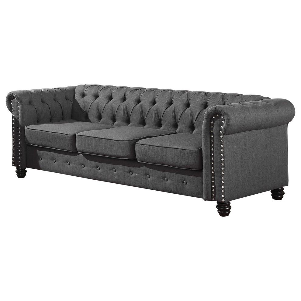 Best Master Venice Fabric Upholstered Living Room Sofa in Klein Charcoal. Picture 1
