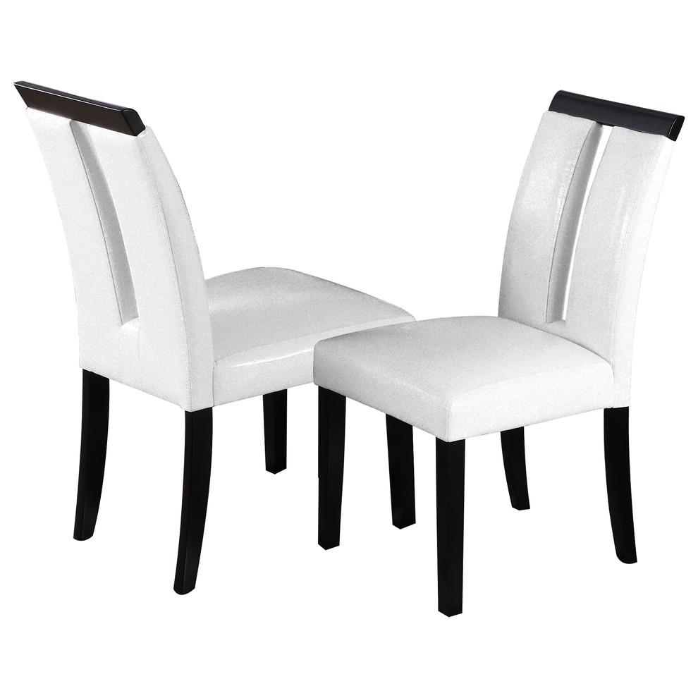 Best Master Zendaya Faux Leather Dining Chair in Black Wood/White (Set of 2). Picture 1