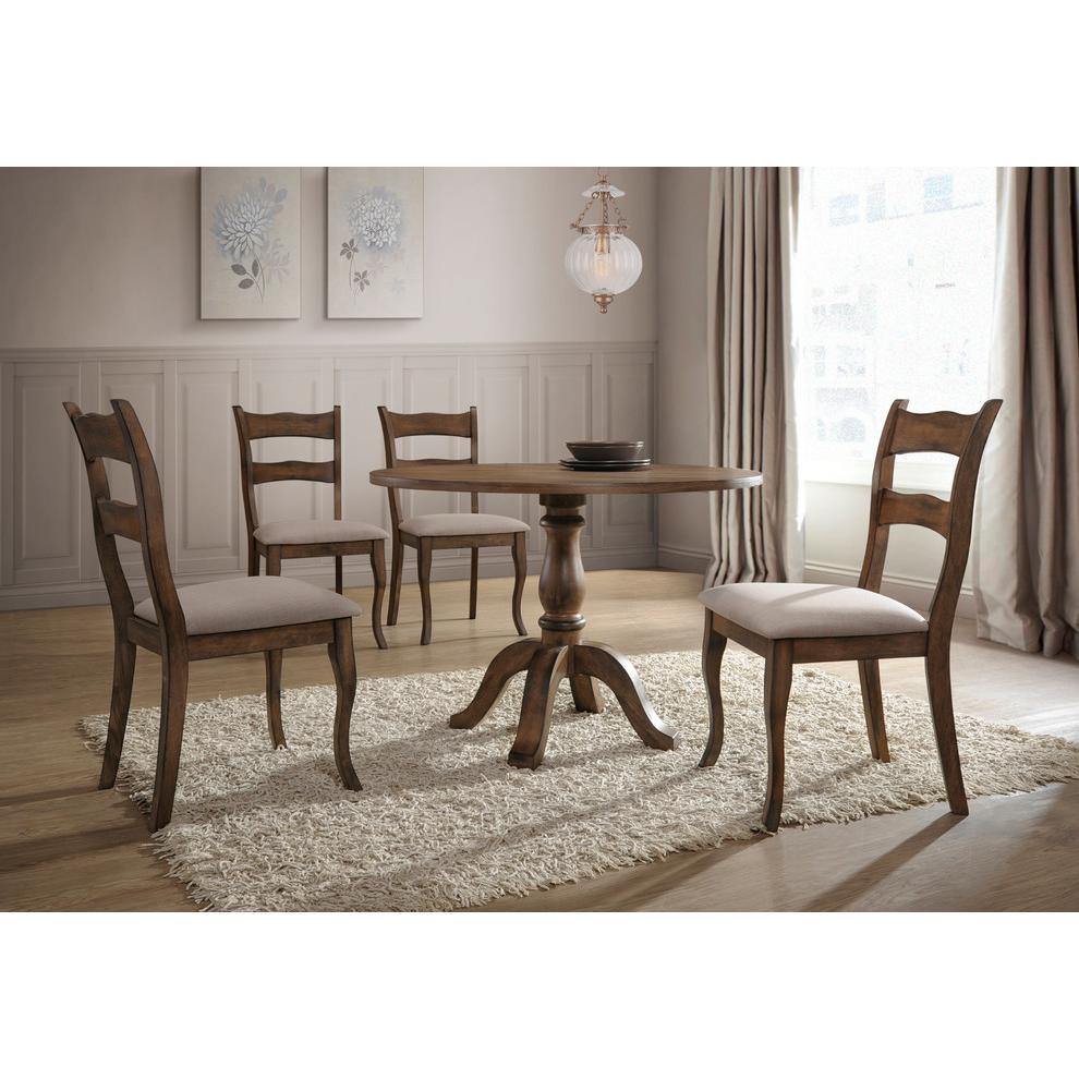 Alice 5-Piece Transitional Round Dinette Set, Brown. Picture 5